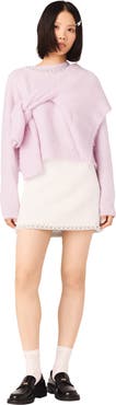maje Pearl-trim tweed skirt