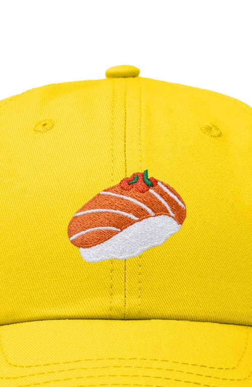Dalix Salmon Sushi Embroidered Dad Cap In Gold