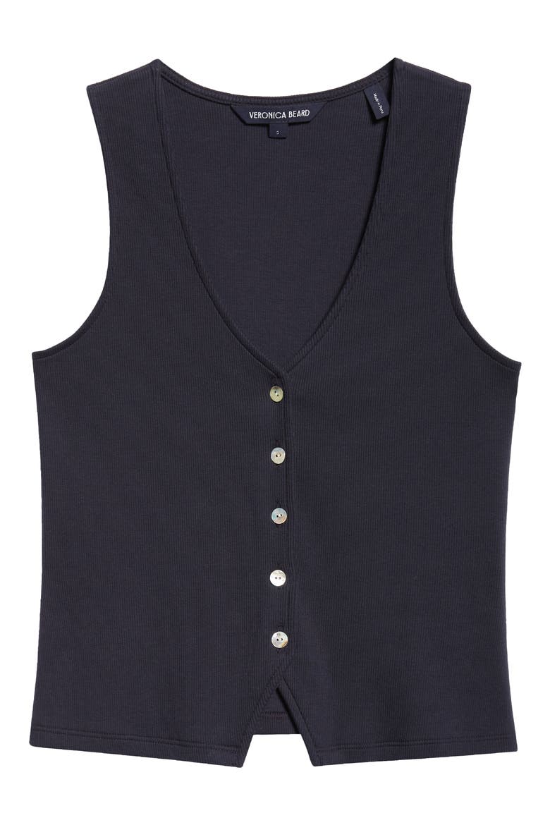 Hoorne Cotton Rib Button-Up Vest, Alternate, color, NAVY