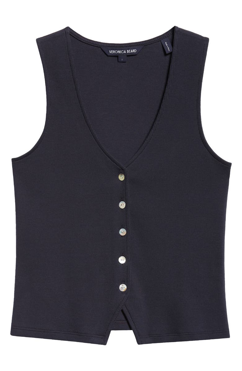 Veronica Beard Hoorne Cotton Rib Button-Up Vest, Alternate, color,