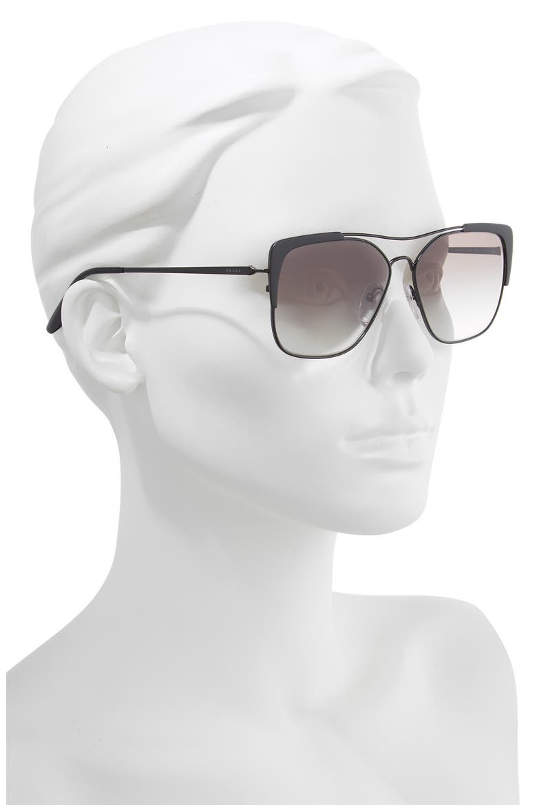 58mm Square Sunglasses, Alternate, color, MATTE BLACK GRADIENT
