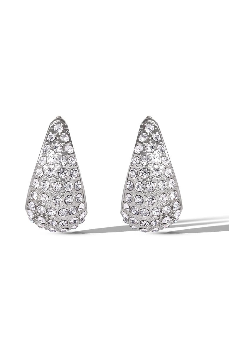 Pave Teardrop Earrings, Alternate, color, Silver