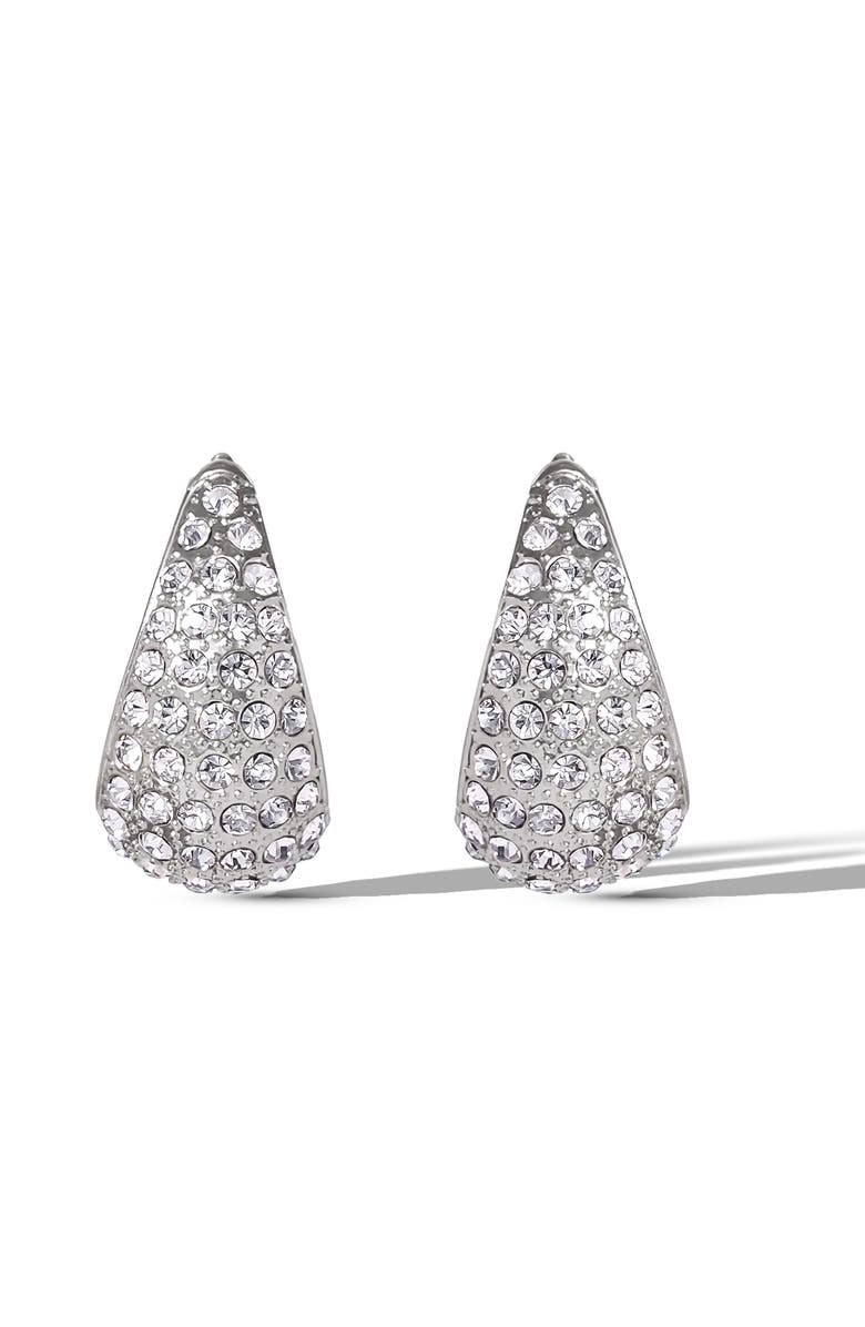 Jessica Simpson Pave Teardrop Clip-On Earrings, Alternate, color, Silver