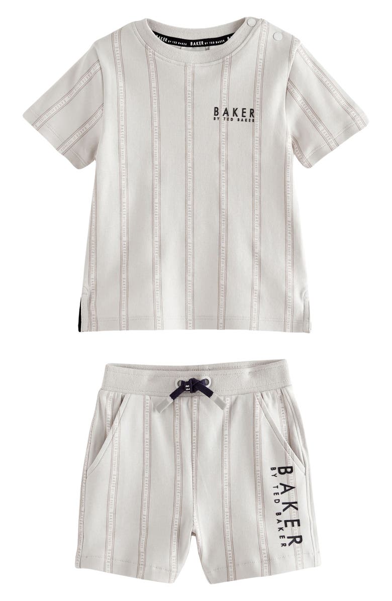 Baker by Ted Baker Kids' Logo Stripe Cotton T-Shirt & Shorts Set, Main, color, 