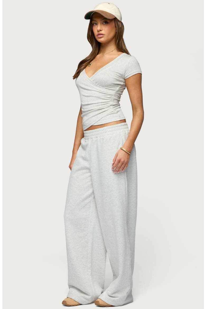 Iria Faux Wrap Top, Alternate, color, LIGHT-GRAY-MELANGE