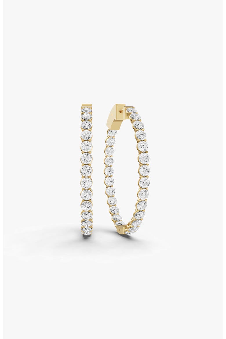 14K Gold 3 ct Earrings Oval Diamond Hoops, Main, color, White Gold
