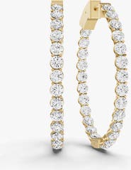 SEREIA OFFICIAL 14K Gold 3 ct Earrings Oval Diamond Hoops