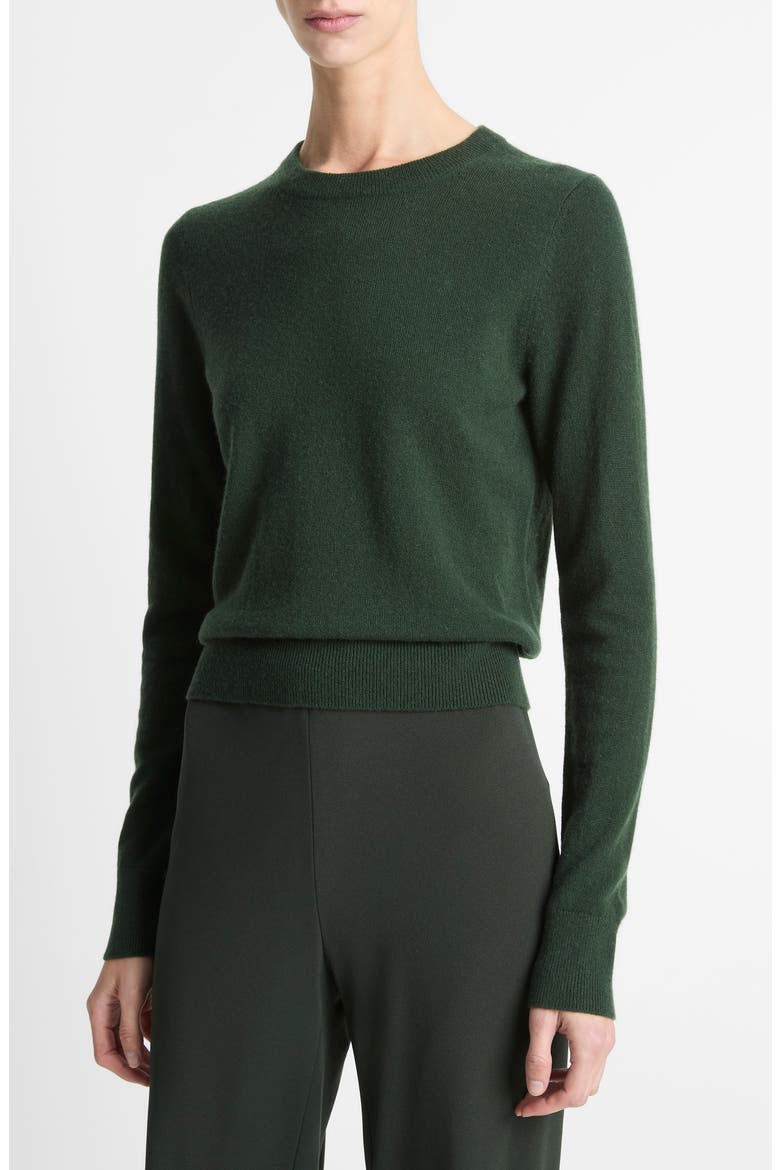 Rib Crewneck Cashmere Sweater, Alternate, color, FOREST