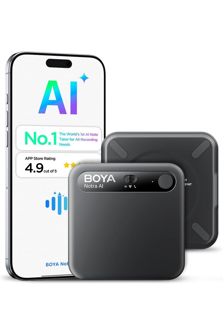 Ai Voice Recorder with Smart Transcription, Summary, App Control, 64GB Storage, Cloud Sync, 140+ Languages, MagSafe Compatible, Main, color, Black