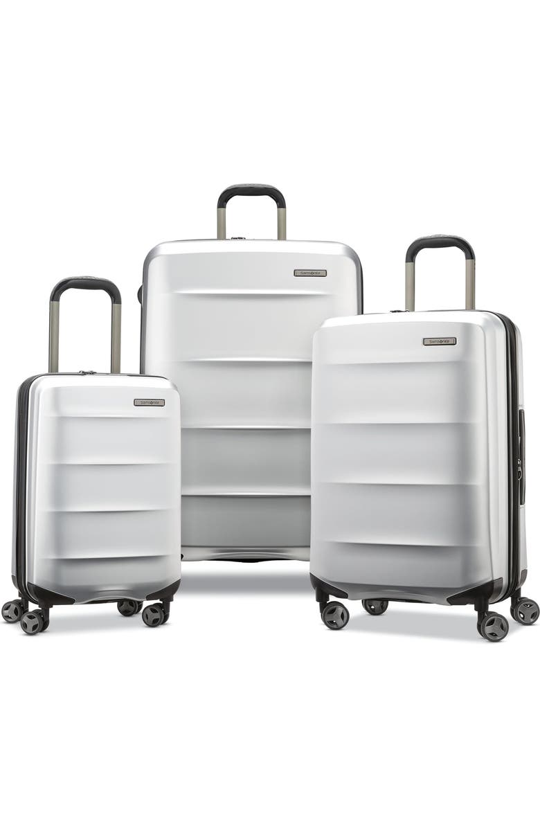 Samsonite Octiv 3 Piece (22"/24"/28") Hardside Spinner Luggage Set, Main, color, Aluminum Silver