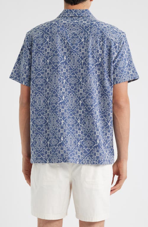 Treasure & Bond Embroidered Linen & Cotton Camp Shirt In Blue