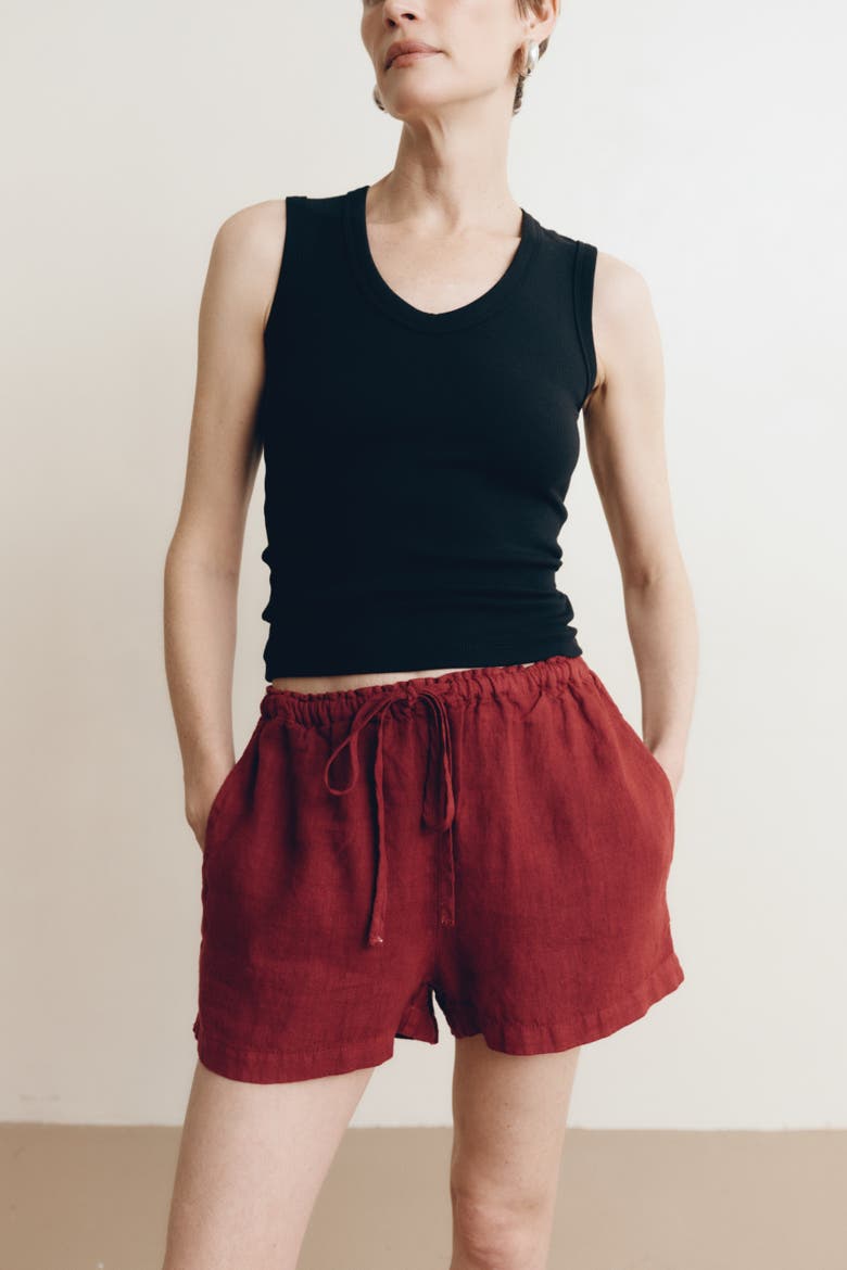 Ida Linen Short, Alternate, color, Sun Dried Tomato