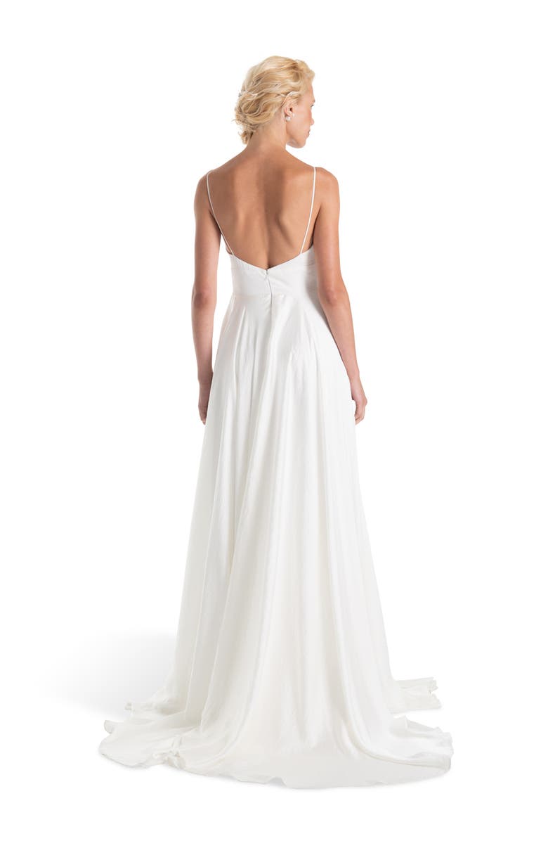 Joanna August Nancy Button Front A-Line Wedding Dress, Alternate, color, 