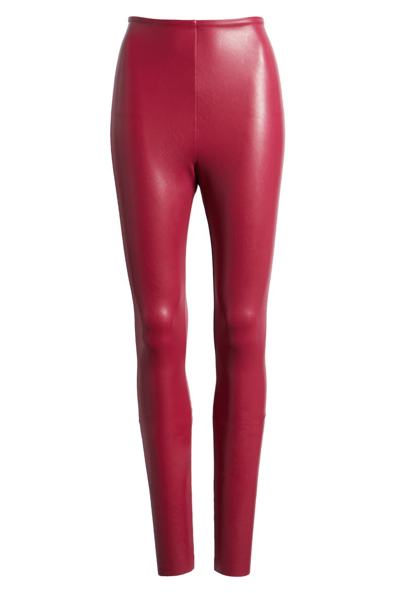 Control Top Faux Leather Leggings, Alternate, color, RASPBERRY