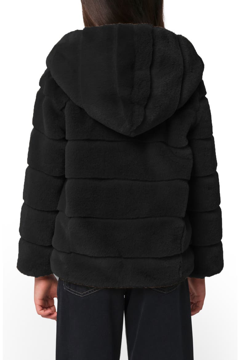 Kids' Goldy Tiered Fleece Hooded Coat, Alternate, color, NOIR