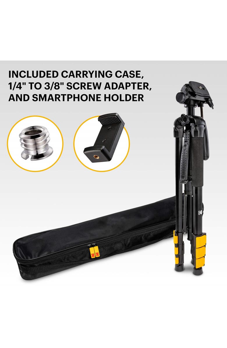 Kodak PhotoGear 2-in-1 70 Tripod & 64.5 Monopod, Lightweight Travel Camera Tripod Stand, Alternate, color, Black