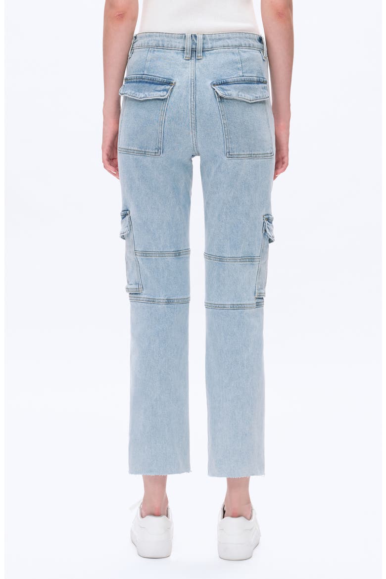 High Waist Ankle Straight Leg Cargo Jeans, Alternate, color, LIGHT BLUE