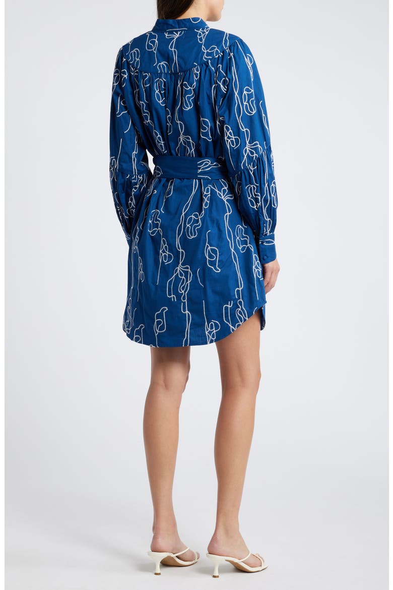Amelie Embroidered Long Sleeve Shirtdress, Alternate, color, NAVY/ WHITE
