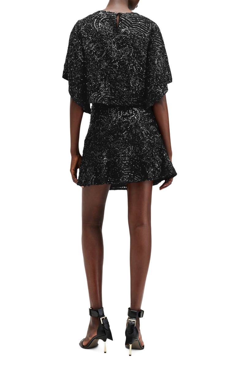 AllSaints Ivy Embellished Miniskirt, Alternate, color, Black