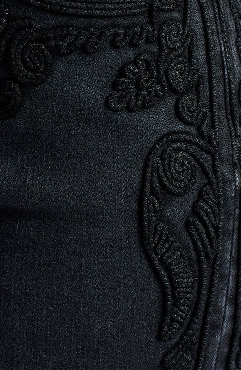 Veronica Beard Crosbie Paisley Embroidered High Waist Wide Leg Jeans, Alternate, color,