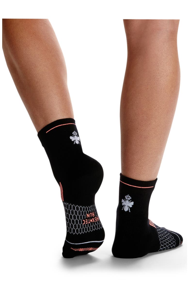 Merino Wool Blend Quarter Crew Running Socks, Alternate, color, BLACK
