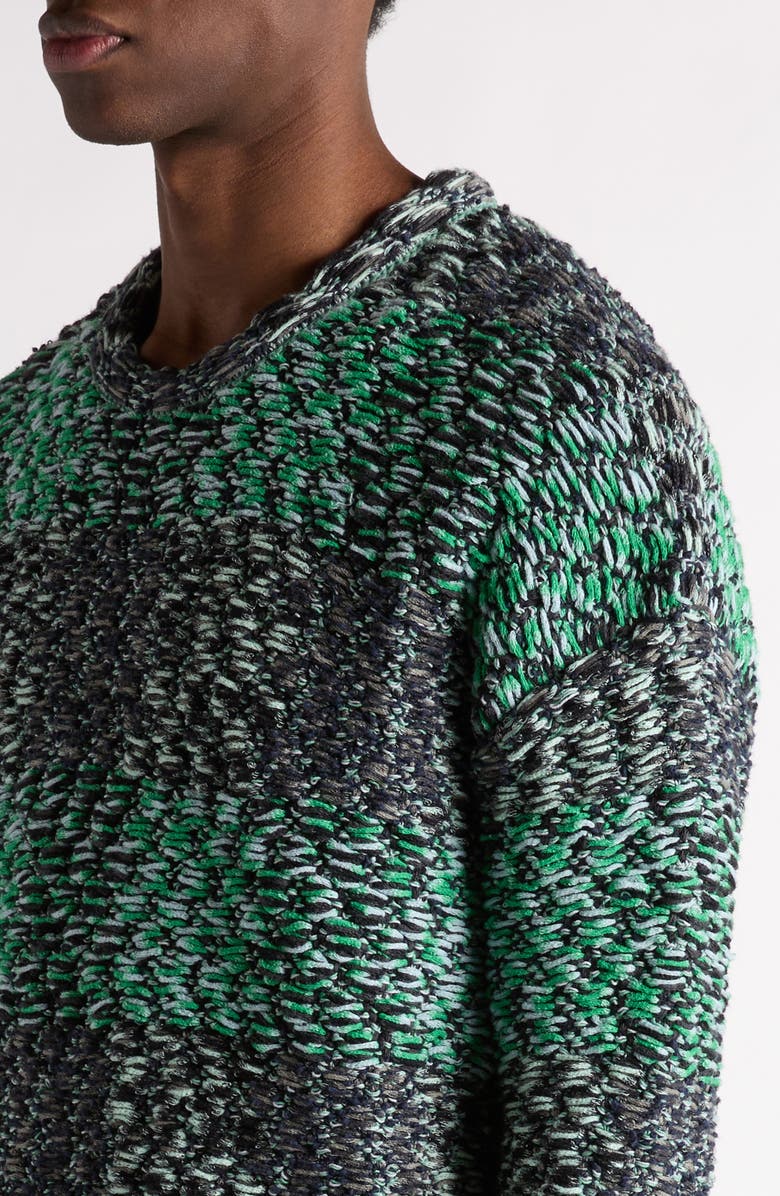 Bottega Veneta Check Crewneck Wool Sweater, Alternate, color, 1744 Mint/ Grey/ Navy