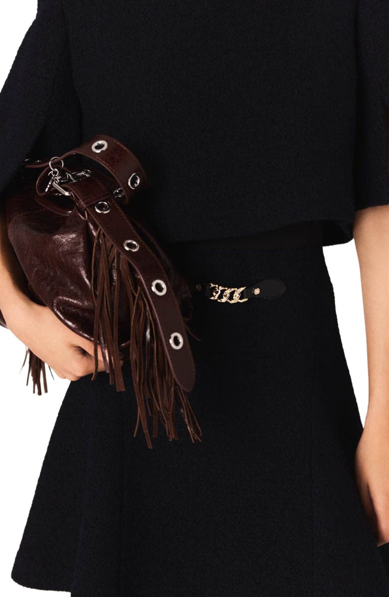 maje 2-in-1 tweed-effect dress, Alternate, color, Navy