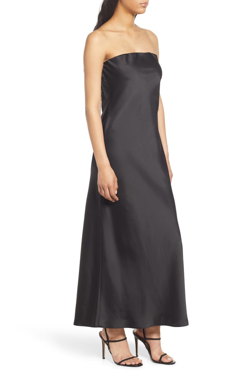 WAYF Strapless Matte Satin Bias Cut Gown, Alternate, color,