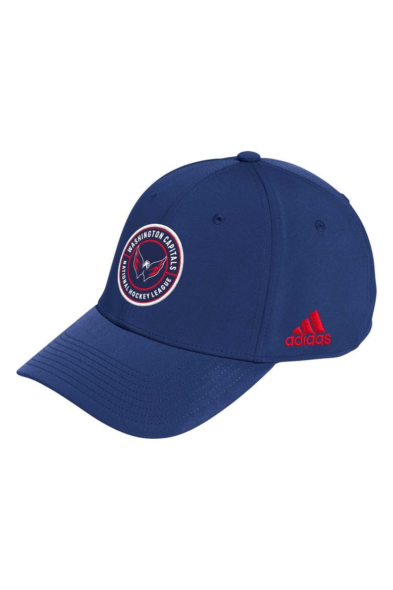 Men's adidas Navy Washington Capitals Circle Logo Flex Hat, Main, color, Navy