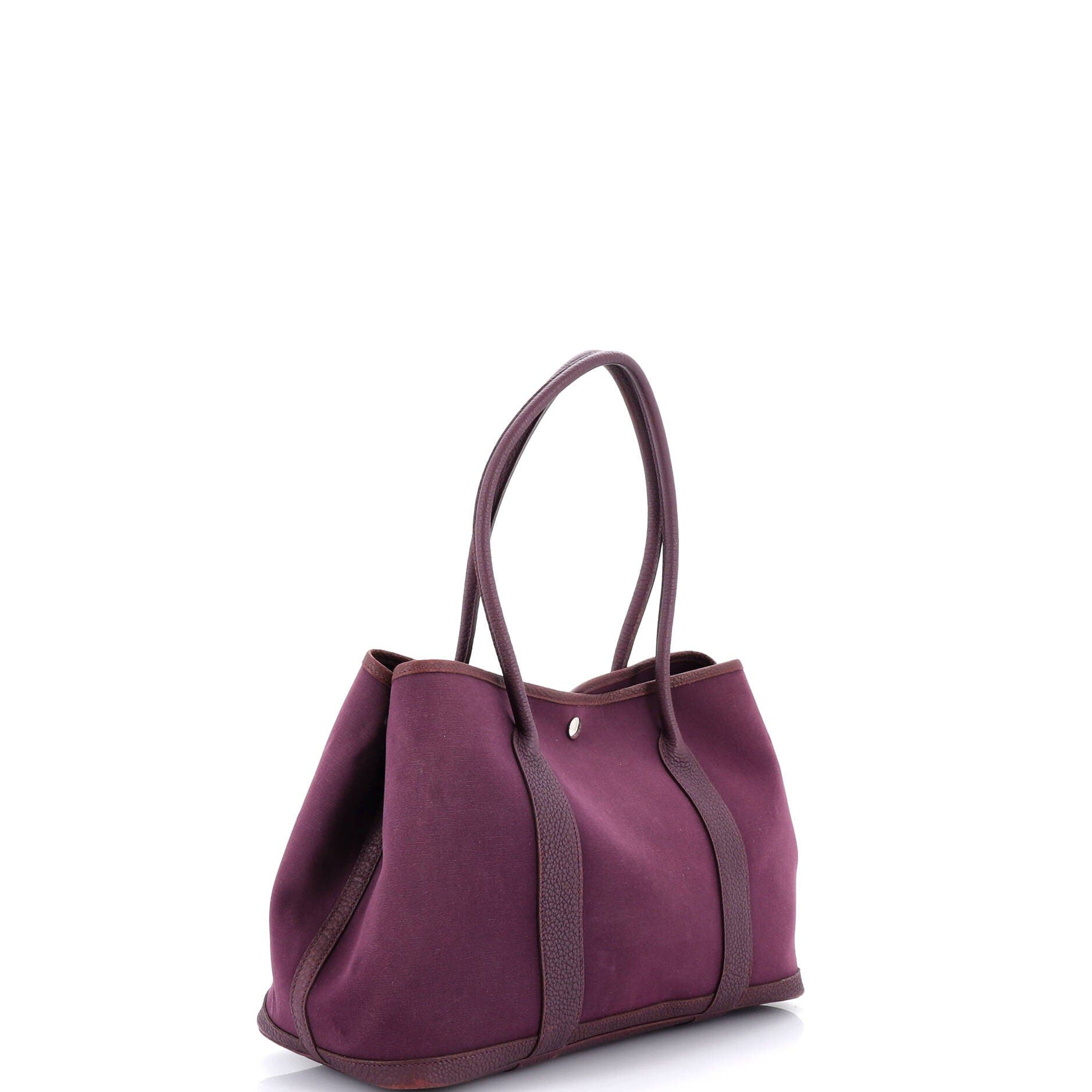 Pre-Owned Hermes Garden Party Tote Toile and Leather 36, Alternate, color, Cassis