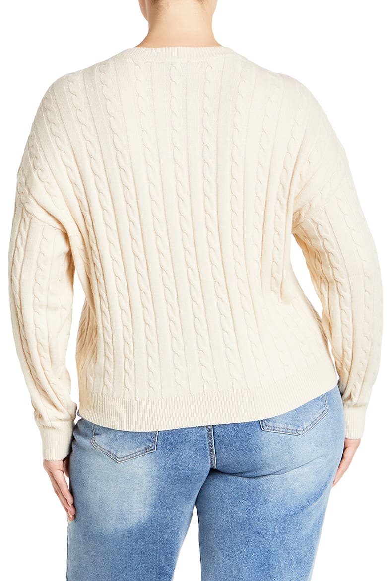 Shelby Cable Stitch High-Low Sweater, Alternate, color, CREAM