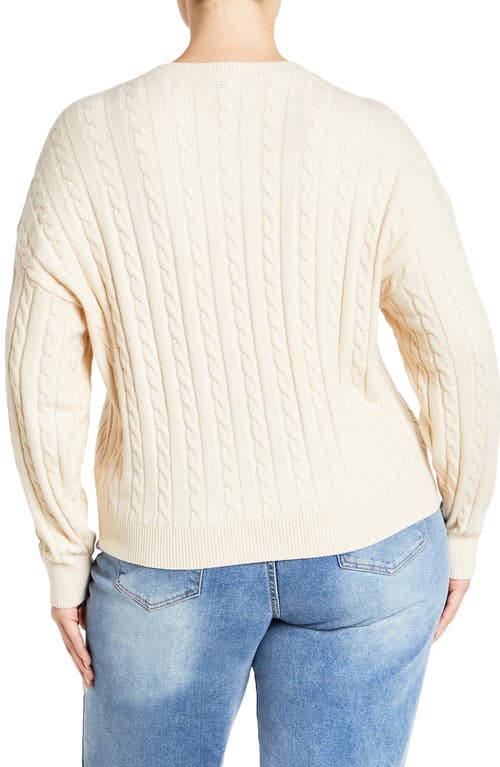 City Chic Shelby Cable Stitch High-low Sweater In Neutral