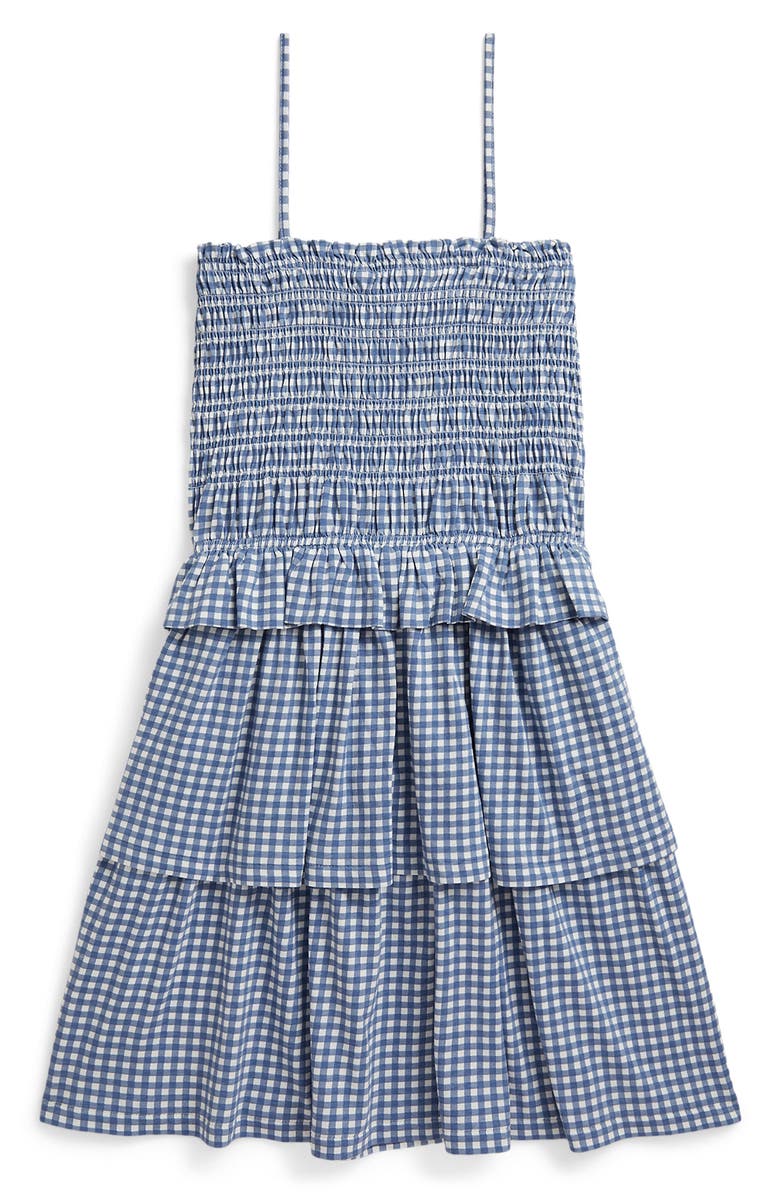 Polo Ralph Lauren Kids' Gingham Smocked Bodice Tiered Cotton Sundress, Alternate, color, Blue Gingham