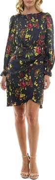 Nicole Miller Floral Faux Wrap Minidress