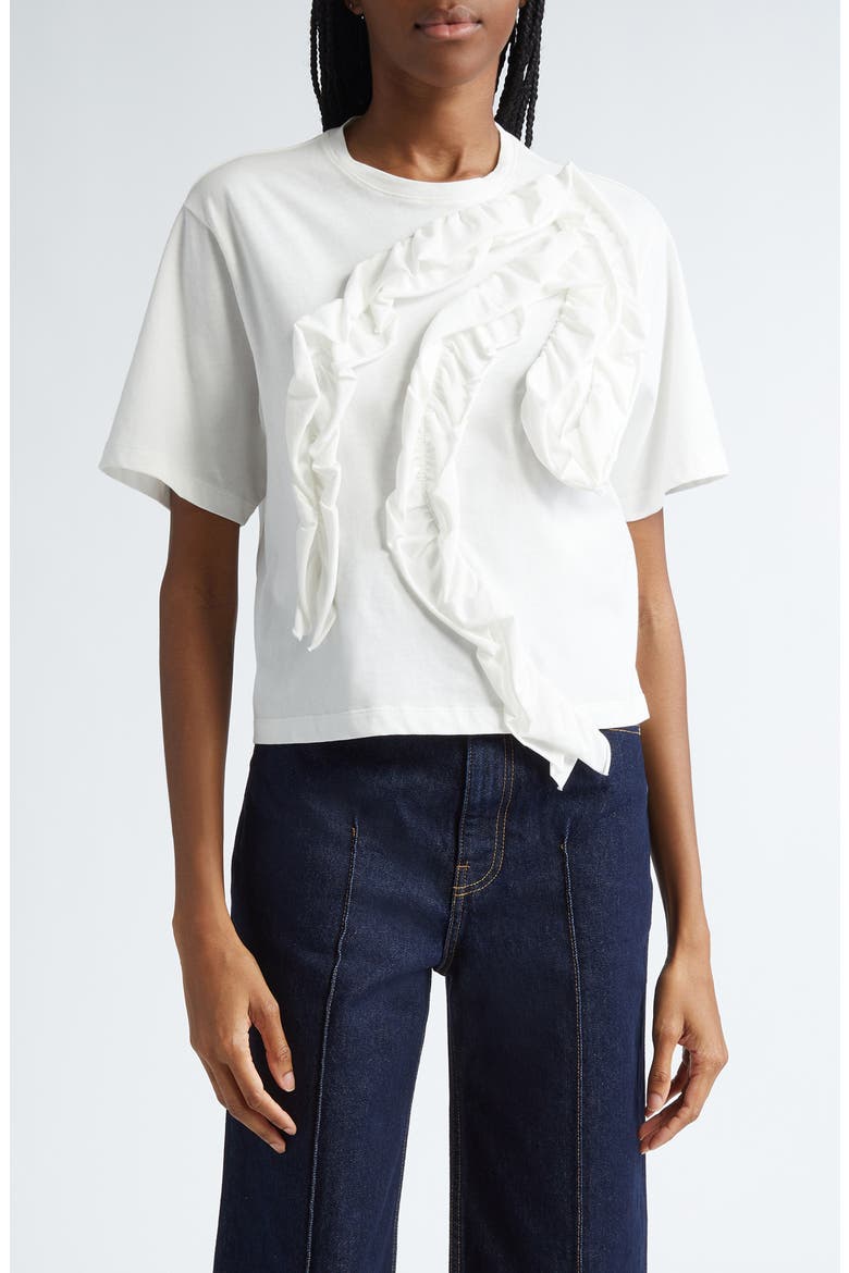Aris Ruffle Cotton Top, Main, color, PRISTINE