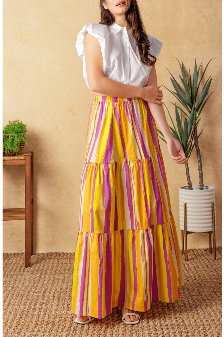 Poplin Maxi Skirt, Alternate, color, MAGENTA ORANGE