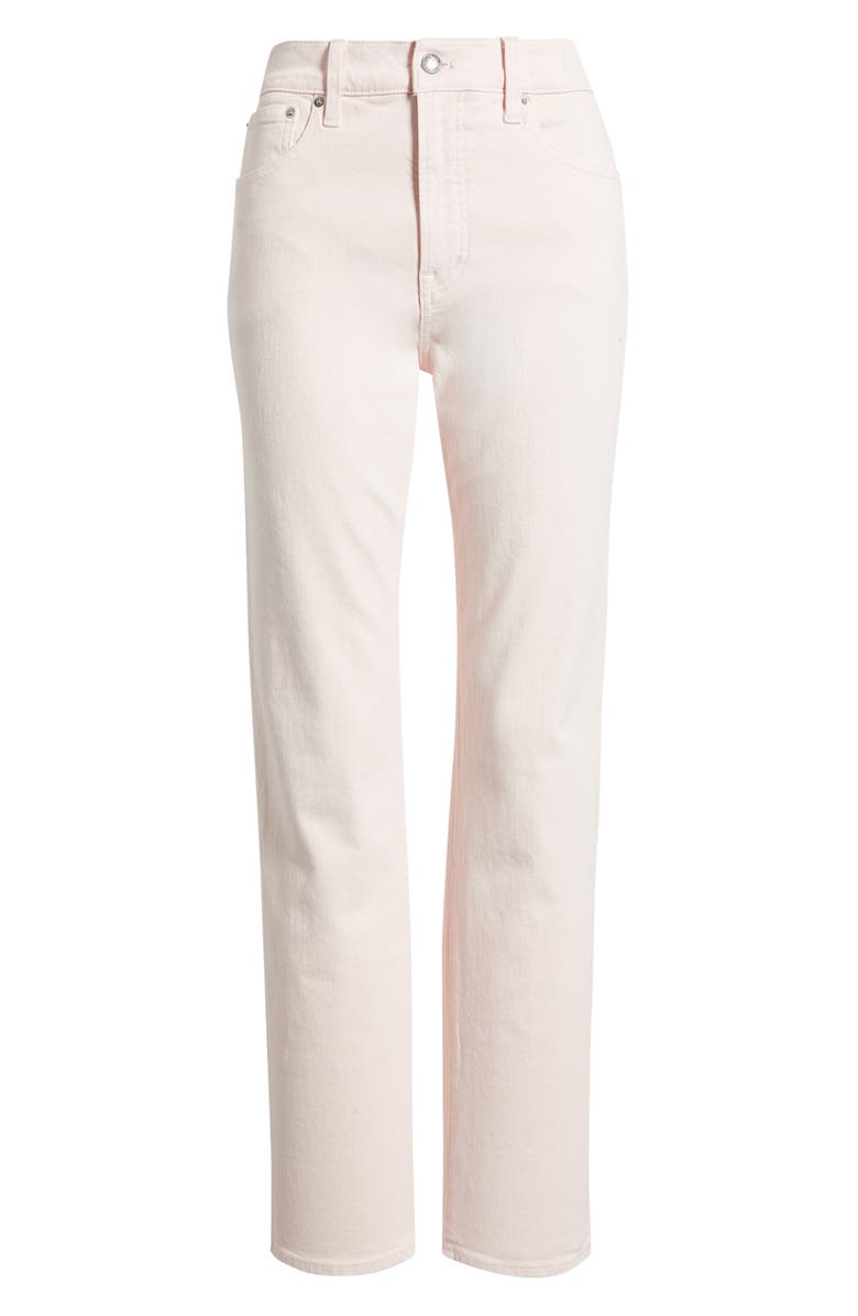 Madewell The Longline Garment Dyed High Waist Straight Leg Jeans, Main, color, Pale Pink