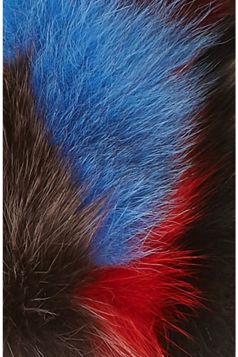 Insomniac Genuine Fox Fur Open Top Mittens, Alternate, color, DARK MULTI