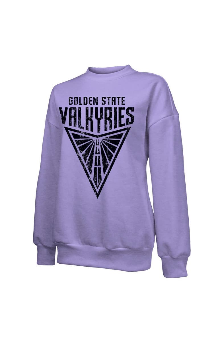 Majestic Threads Women's Majestic Threads Violet Golden State Valkyries Oversized Primary Logo Drop Shoulder Tri-Blend Pullover Sweatshirt, Alternate, color,