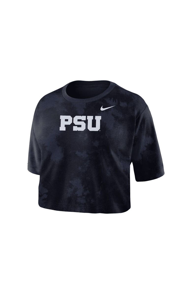 Nike Women's Nike Navy Penn State Nittany Lions Tie-Dye Cropped T-Shirt, Alternate, color,