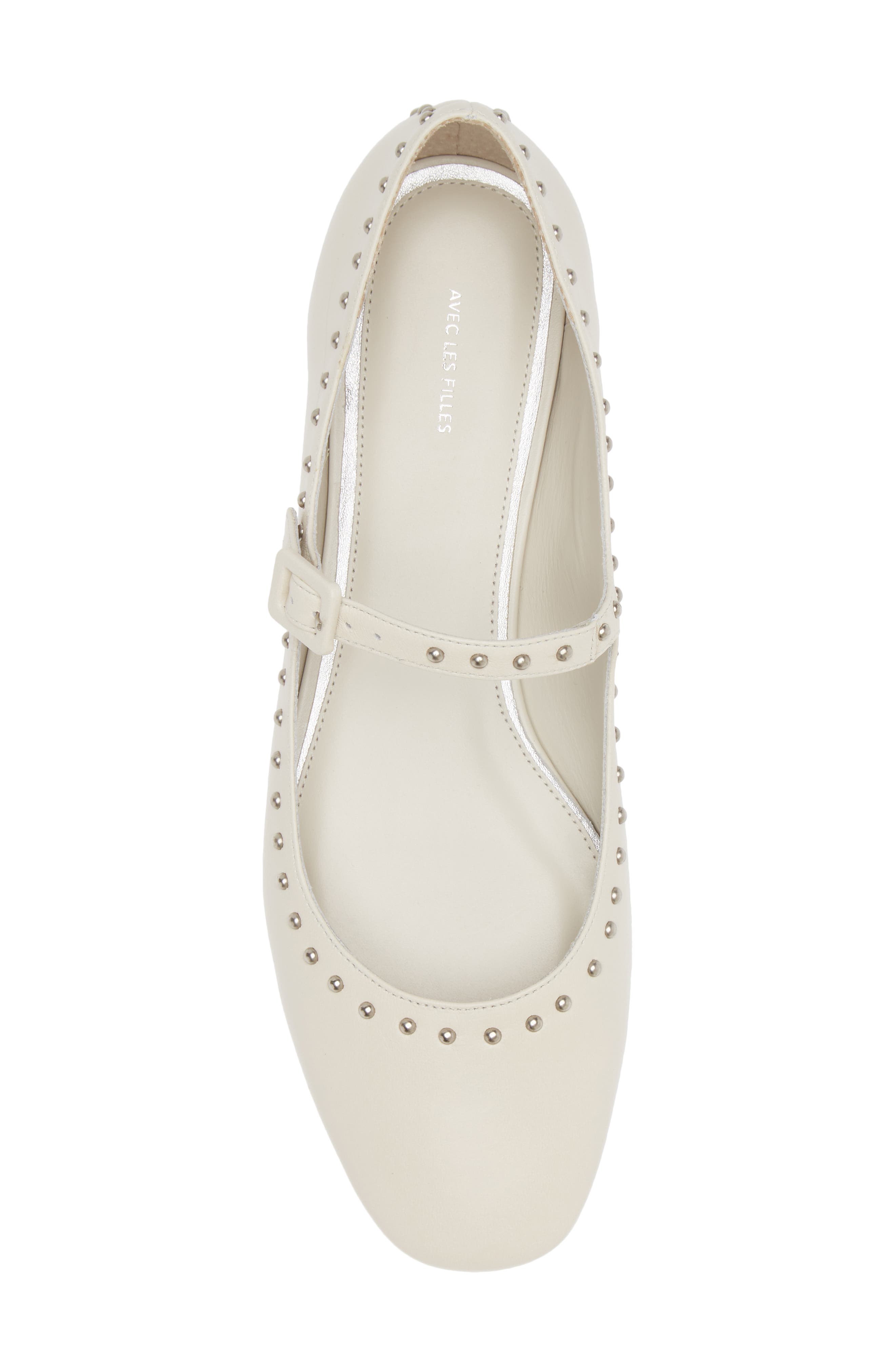 Avec Les Filles Adelle Studded Mary Jane Flat, Alternate, color, Ivory