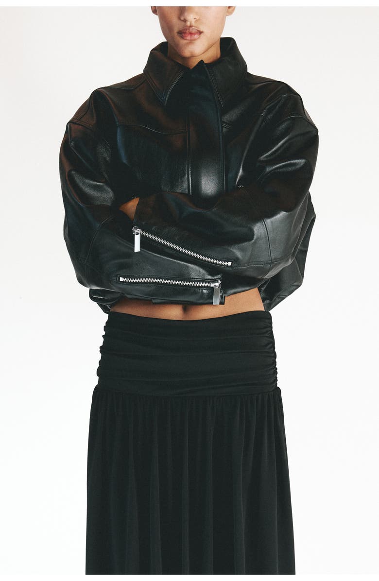 H&M Bubble-hem Jersey Skirt, Alternate, color, Black