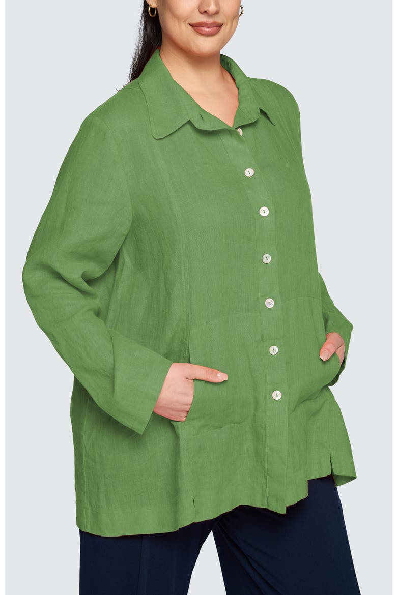 Phalia Solid Linen Shirt, Main, color, Apple Green