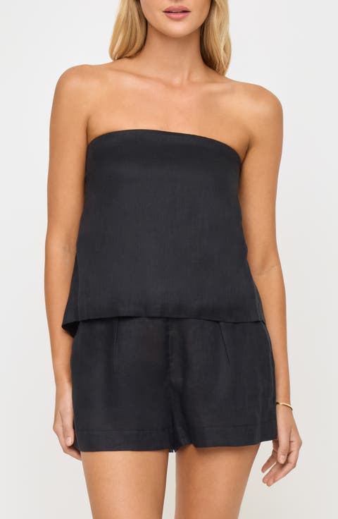 Tessa Strapless Linen Cover-Up Top