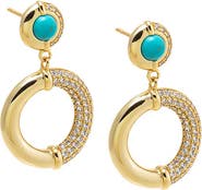 BY ADINA EDEN Turquoise CZ Open Circle Drop Earring