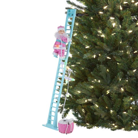 43 in. Animated Pastel Ladder Climbing Santa