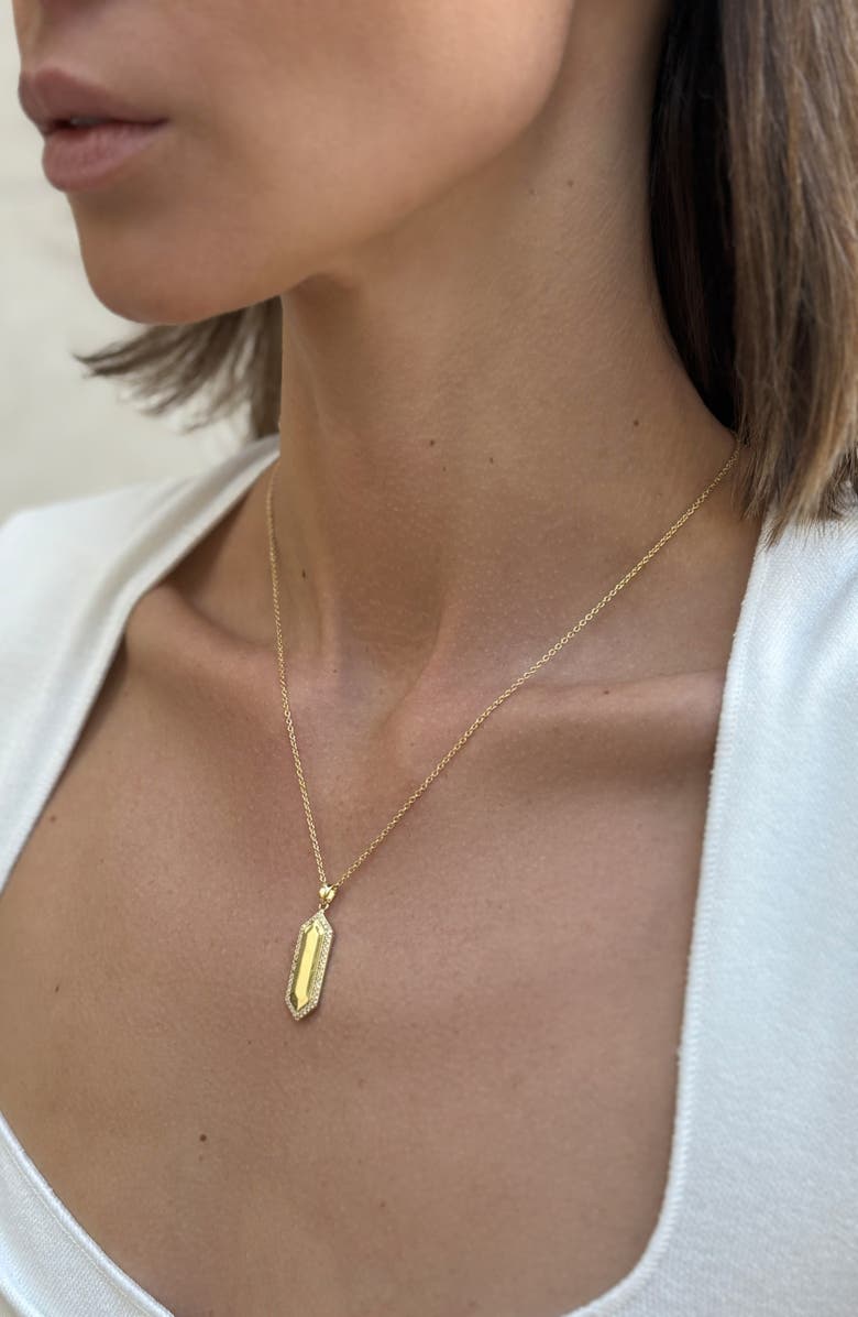 Adornia Elongated Pavé Pendant Necklace, Alternate, color, Gold