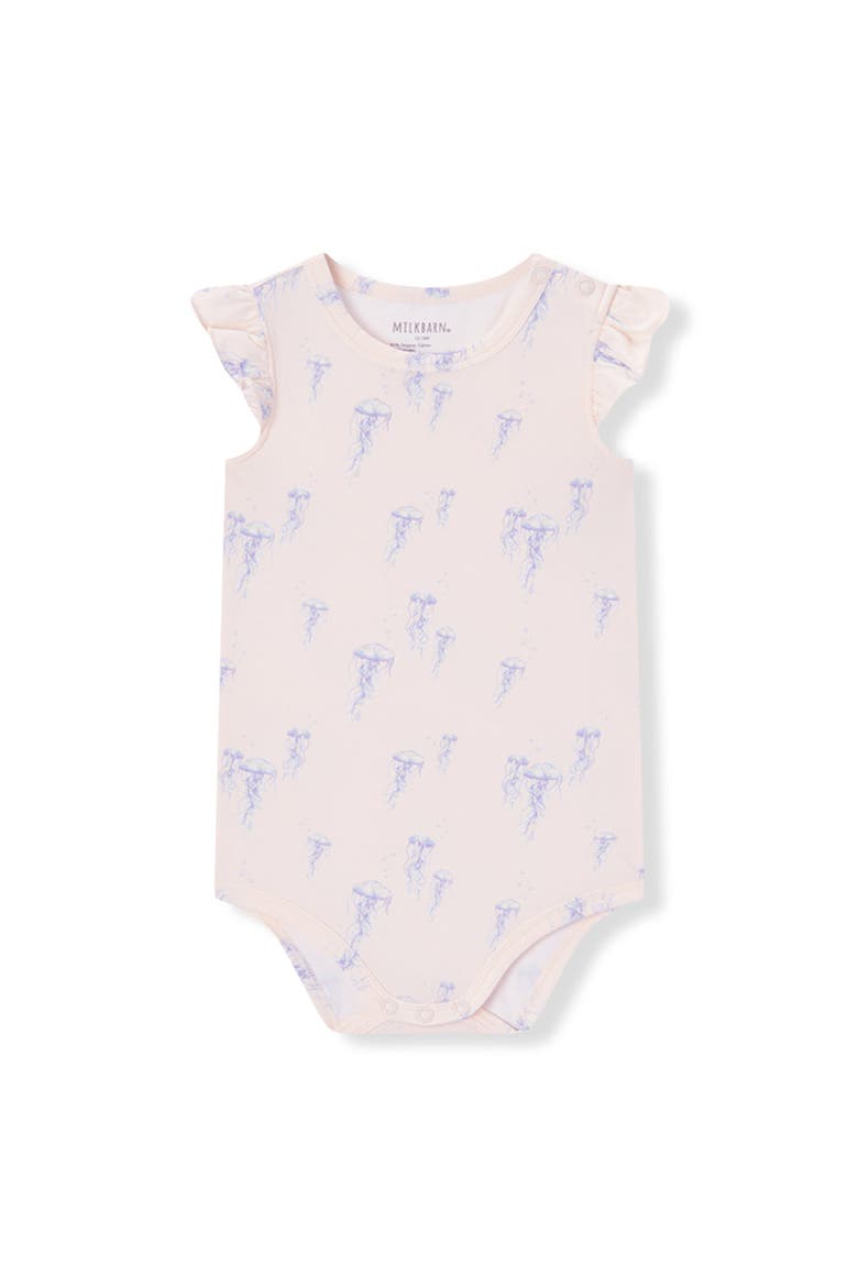 Cotton Stretch Ruffle One Piece, Main, color, Sunset Jellyfish