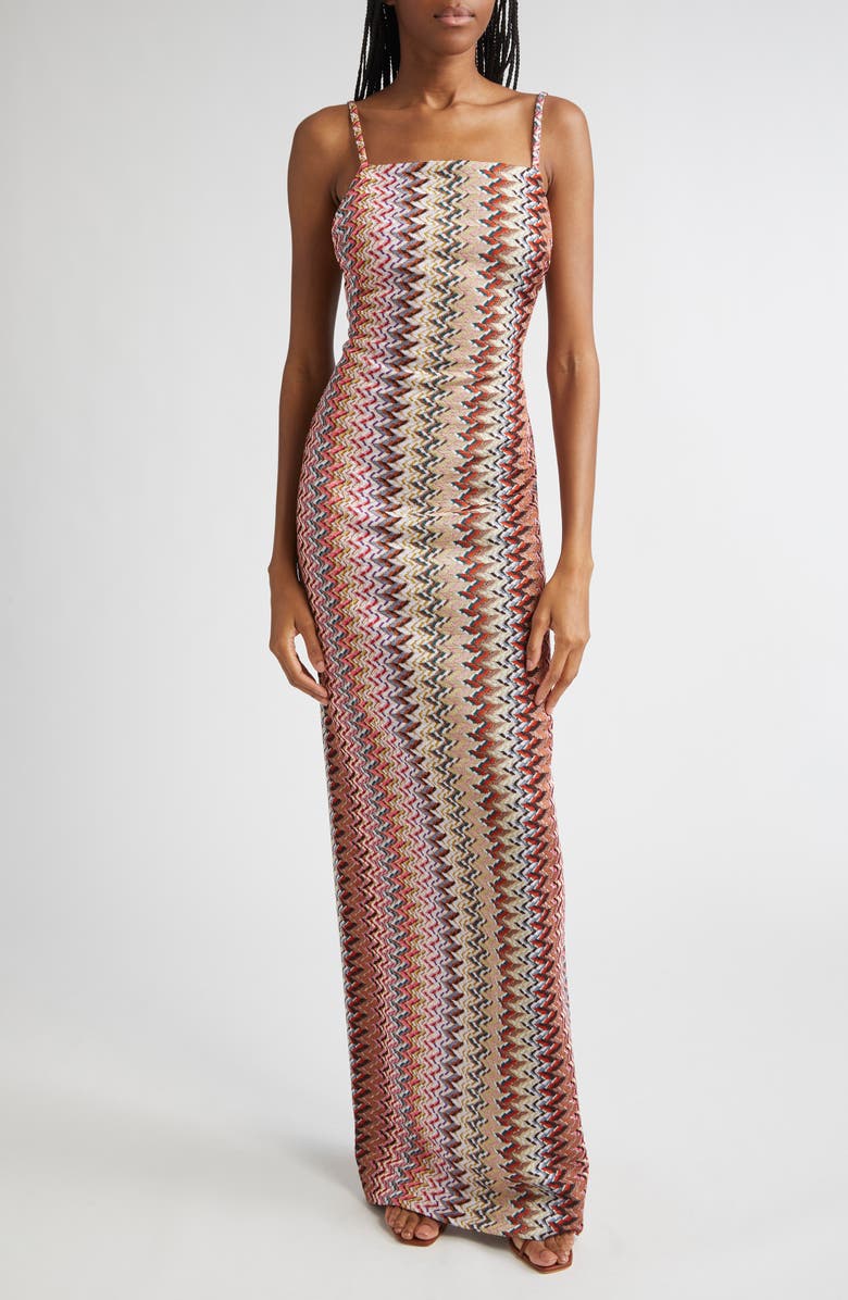 Missoni Metallic Zigzag Knit Maxi Dress, Main, color, Multicolor