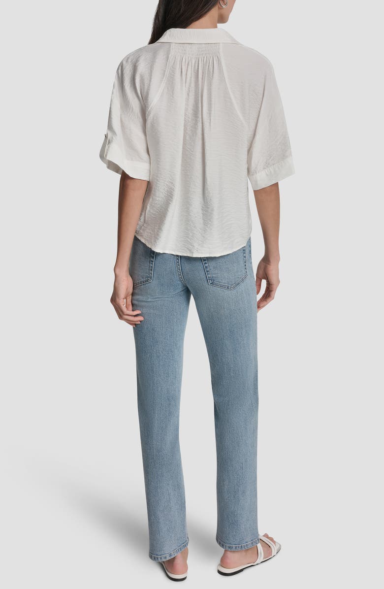 DKNY Short Sleeve Roll Tab Shirt, Alternate, color, Ivory